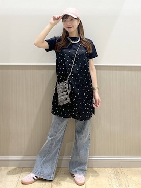 「アイテム（マタニティウェア/グッズ、ブルー系）」を使った、maiさん（レディース・156cm）の春コーディネート