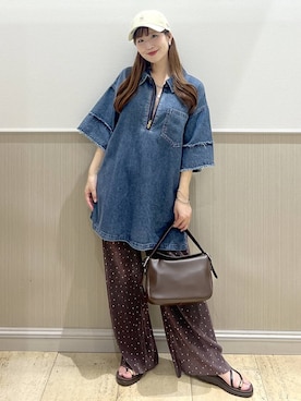 「アイテム（マタニティウェア/グッズ、ブルー系）」を使った、maiさん（レディース・156cm）の夏コーディネート