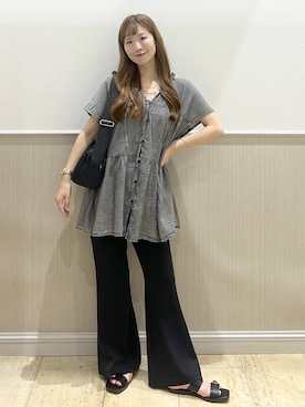 「アイテム（マタニティウェア/グッズ、ブラック系）」を使った、maiさん（レディース・156cm）の夏コーディネート