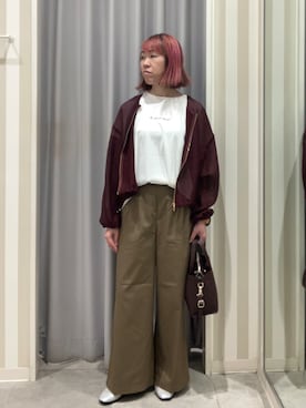 「アイテム（ブルゾン、レッド系）」を使った、maatamuuさん（レディース・163cm）の夏コーディネート