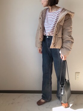 「クリスプ」｜「アイテム（ダウンジャケット/コート）」を使った、uaさん（レディース・153cm）の秋コーディネート