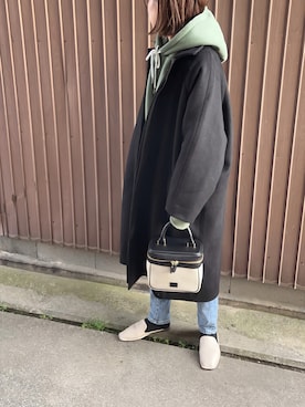 「Libra Cue（リブラ キュー）のアイテム（ステンカラーコート）」を使った、uaさん（レディース・153cm）の冬コーディネート
