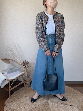 「ごきげんウィーク」｜「アイテム（ノーカラージャケット）」を使った、uaさん（レディース・153cm）の春コーディネート