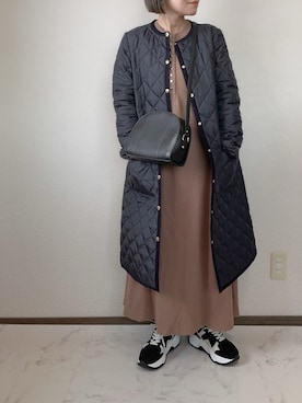 「MACKINTOSH PHILOSOPHY（ﾏｯｷﾝﾄｯｼｭ ﾌｨﾛｿﾌｨｰ）のアイテム（ノーカラーコート）」を使った、uaさん（レディース・153cm）の冬コーディネート