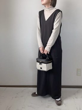 「Crisp yours（クリスプユアーズ）のアイテム（Tシャツ/カットソー）」を使った、uaさん（レディース・153cm）の冬コーディネート