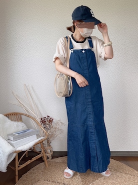 「ANGIE（アンジー）のアイテム（ジャンパースカート）」を使った、uaさん（レディース・154cm）の夏コーディネート