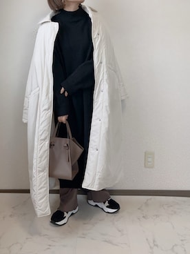 「Libra Cue（リブラ キュー）のアイテム（ステンカラーコート）」を使った、uaさん（レディース・153cm）の冬コーディネート