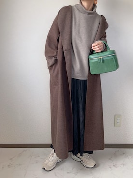 「クリスプ」｜「アイテム（ノーカラーコート）」を使った、uaさん（レディース・153cm）の冬コーディネート