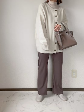 「ANGIE（アンジー）の2WAYオーバーサイズカラーカーディガン（カーディガン/ボレロ）」を使った、uaさん（レディース・153cm）の冬コーディネート