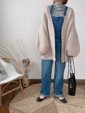 「Simplicite（サンプリシテ）のアイテム（オールインワン・サロペット）」を使った、uaさん（レディース・153cm）の冬コーディネート