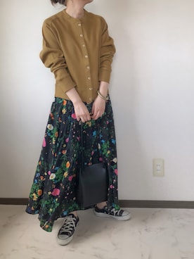 「ボタニカル」｜「アイテム（カーディガン/ボレロ）」を使った、uaさん（レディース・153cm）の秋コーディネート