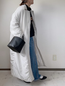 「Libra Cue（リブラ キュー）のアイテム（ステンカラーコート）」を使った、uaさん（レディース・153cm）の冬コーディネート