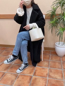 「オールスター」｜「アイテム（その他アウター）」を使った、uaさん（レディース・153cm）の冬コーディネート