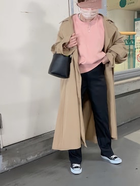 「Libra Cue（リブラ キュー）のアイテム（トレンチコート）」を使った、uaさん（レディース・154cm）の春コーディネート