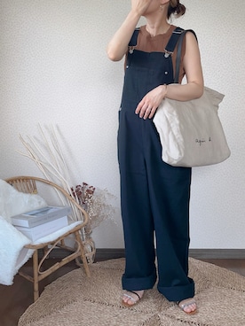「アニエスベー」｜「アイテム（サロペット/オーバーオール）」を使った、uaさん（レディース・153cm）の夏コーディネート