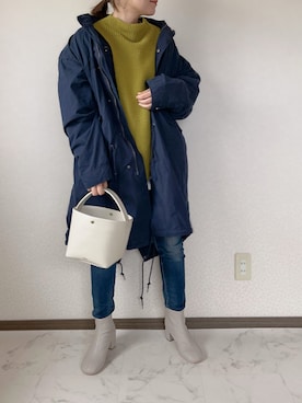 「coen」｜「アイテム（モッズコート）」を使った、uaさん（レディース・153cm）の秋コーディネート