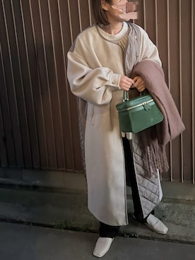 「Ciena」｜「アイテム（ノーカラーコート）」を使った、uaさん（レディース・153cm）の秋コーディネート