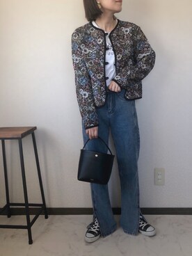 「ap retro（アプレトロ）のアイテム（ノーカラージャケット）」を使った、uaさん（レディース・153cm）の秋コーディネート