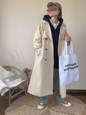 「Traditional Weatherwear」｜「アイテム（トレンチコート）」を使った、uaさん（レディース・154cm）の春コーディネート