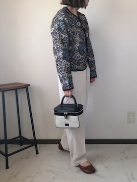 「ap retro（アプレトロ）のアイテム（ノーカラージャケット）」を使った、uaさん（レディース・153cm）の秋コーディネート