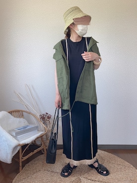 「ミリタリーコーデ」｜「アイテム（ワンピース/ドレス）」を使った、uaさん（レディース・154cm）の夏コーディネート