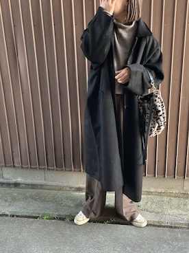 「Libra Cue（リブラ キュー）のアイテム（ステンカラーコート）」を使った、uaさん（レディース・153cm）の秋コーディネート