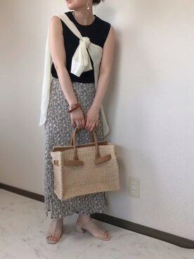 「SEA（シー）のアイテム（かごバッグ）」を使った、uaさん（レディース・153cm）の夏コーディネート