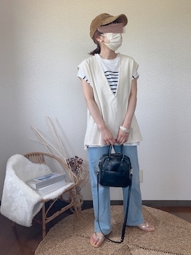 「ISOOK（アイスー）のアイテム」を使った、uaさん（レディース・154cm）の夏コーディネート