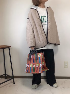 「AS KNOW AS plus（アズノゥアズプラス）のアイテム（ノーカラージャケット）」を使った、uaさん（レディース・153cm）の秋コーディネート