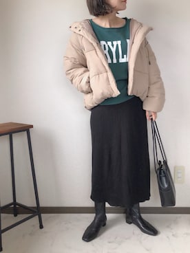 「クリスプ」｜「アイテム（ダウンジャケット/コート）」を使った、uaさん（レディース・153cm）の秋コーディネート