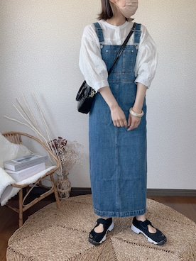 「ごきげんウィーク」｜「アイテム（ジャンパースカート）」を使った、uaさん（レディース・153cm）の春コーディネート