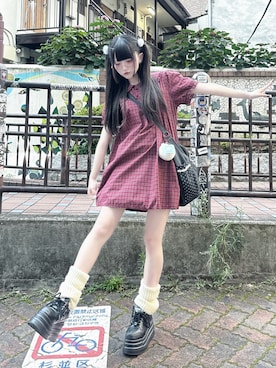 「レトロ」｜ももりりさん（レディース・156cm）の夏コーディネート