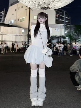 「アイテム（レッグウォーマー）」を使った、04ririyさん（レディース・156cm）の冬コーディネート