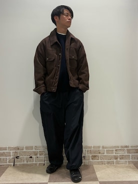 「アイテム（カバーオール）」を使った、陽介さん（メンズ・170cm）の冬コーディネート