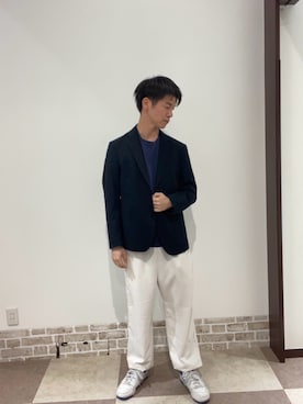 「URBAN RESEARCH DOORS（アーバンリサーチドアーズ）のLIFE STYLE TAILOR　4WAYストレッチジャケット（その他アウター、ブルー系）」を使った、陽介さん（メンズ・170cm）の春コーディネート