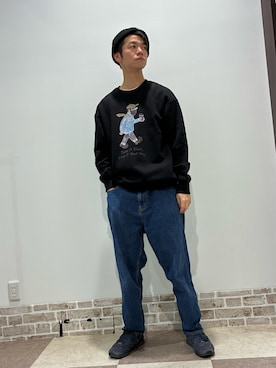 「アイテム（スウェット）」を使った、陽介さん（メンズ・170cm・30代）の冬コーディネート