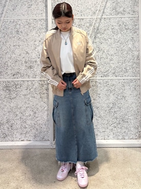 「アイテム（ジャージ、ベージュ系）」を使った、WMさん（レディース・166cm）の秋コーディネート