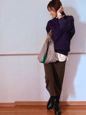 「アイテム（ローファー）」を使った、reirei1982さん（レディース・159cm）の秋コーディネート