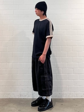 「adidas（アディダス）のスーパースター ラックス / SUPERSTAR LUX / アディダスオリジナルス adidas Originals（スニーカー、ブラック系）」を使った、TMさん（メンズ・167cm）の夏コーディネート