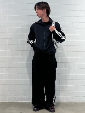 「adidas（アディダス）のOS TP（パンツ、ブラック系）」を使った、TMさん（メンズ・167cm）の夏コーディネート
