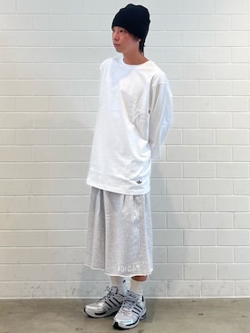 「adidas（アディダス）のアディスター コントロール 5 / ADISTAR CONTROL 5 / アディダスオリジナルス adidas Originals（スニーカー、グレー系）」を使った、TMさん（メンズ・167cm）の夏コーディネート