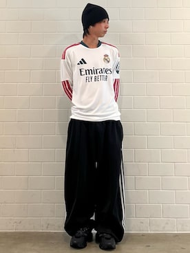 「adidas（アディダス）のOS TP（パンツ、ブラック系）」を使った、TMさん（メンズ・167cm）の夏コーディネート