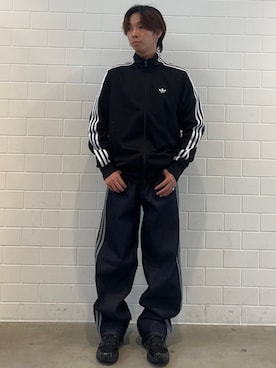 「adidas（アディダス）のファイヤーバード メッシュ TT トラックトップ（トップス、ブラック系）」を使った、TMさん（メンズ・167cm）の夏コーディネート