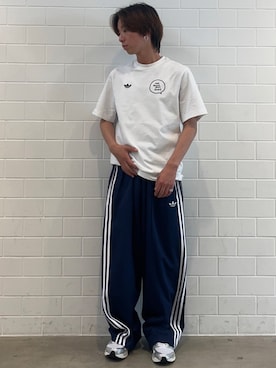 「adidas（アディダス）のアディスター コントロール 5 / ADISTAR CONTROL 5 / アディダスオリジナルス adidas Originals（スニーカー、シルバー系）」を使った、TMさん（メンズ・167cm）の夏コーディネート