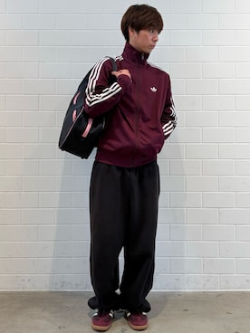 「adidas（アディダス）のファイヤーバード トラックトップ / ジャージ / トラックジャケット / アディダスオリジナルス adidas Originals（ジャージ、レッド系）」を使った、TMさん（メンズ・167cm）の春コーディネート