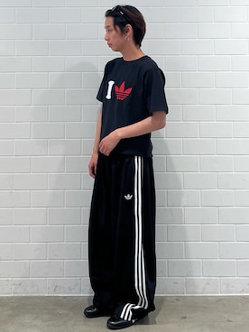 「adidas（アディダス）のOS TP（パンツ、ブラック系）」を使った、TMさん（メンズ・167cm）の夏コーディネート