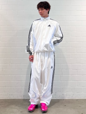 「adidas（アディダス）のチームガイスト アディカラー トラックトップ / ジャージ / トラックジャケット / アディダスオリジナルス adidas Originals（ジャージ、ホワイト系）」を使った、TMさん（メンズ・167cm）の春コーディネート