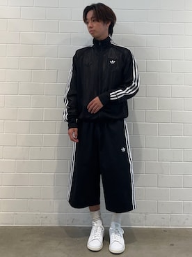 「adidas（アディダス）のファイヤーバード メッシュ TT トラックトップ（トップス、ブラック系）」を使った、TMさん（メンズ・167cm）の夏コーディネート