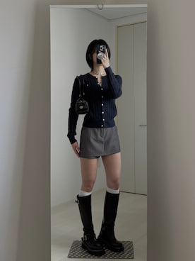 「POLO RALPH LAUREN（ポロ ラルフ ローレン）のアイテム（カーディガン/ボレロ、ブルー系）」を使った、y0n0さん（レディース・165cm）の冬コーディネート