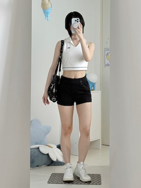 「LACOSTE（ラコステ）のアイテム」を使った、y0n0さん（レディース・165cm）の夏コーディネート